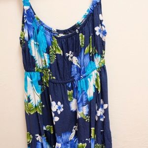 WORN ONCE One Size Midi Blue Hawaiian Print Dress